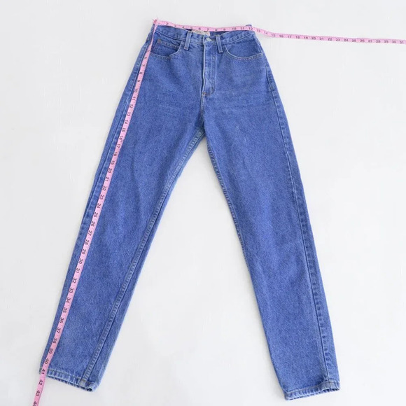 Vintage 80s Guess Jeans Blue High Waisted Straight Leg Mom Jeans 28 - Picture 2 of 14